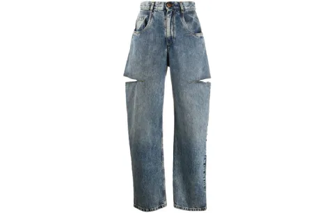 Maison Margiela Jeans Women's Dark Blue Moderate Wide Leg Pants