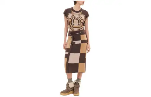 HERMES FW23 Knit Long Skirt Women's Multicolor