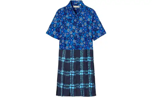 UNIQLO X Marni Open Collar Pleated Dress Blue