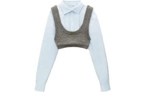 Alexander wang square neck knitted camisole striped hot girl shirt suit women's style