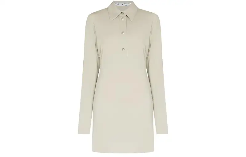 OFF-WHITE polo collar long-sleeve dress