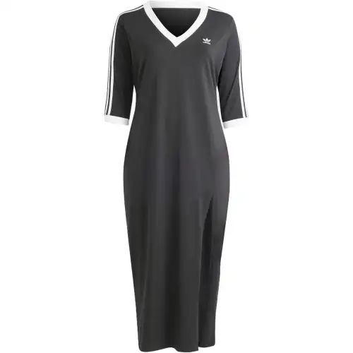 Adidas Originals Adicolor Classics 3 Stripes V Neck Maxi Dress Plus Size