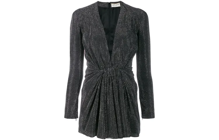 SAINT LAURENT Long Sleeved Dress Women's Black
