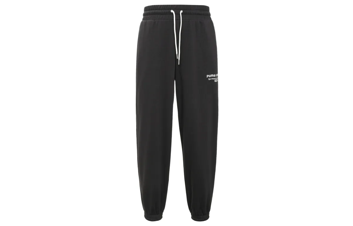 PUMA Knitted Sweatpants Women's Black Moderate Cuffed Pants