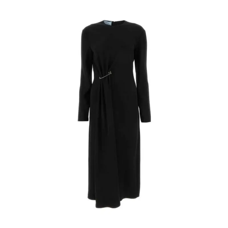 PRADA Safety Pin Detailed Gathered Midi Dress