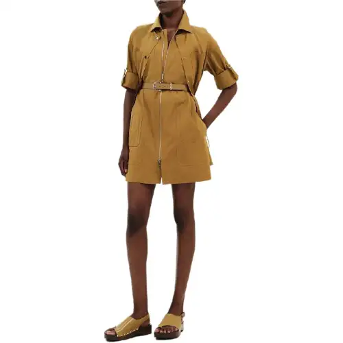 HERMES Long Sleeved Dress Women's Bronze Green