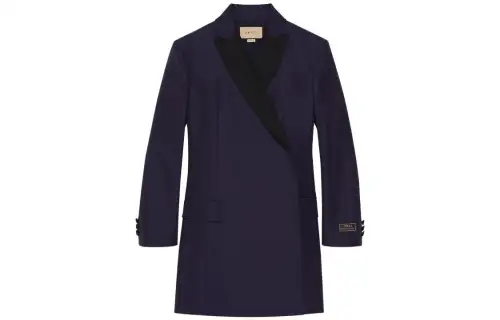 GUCCI Long Sleeved Dress Women's Dark Blue