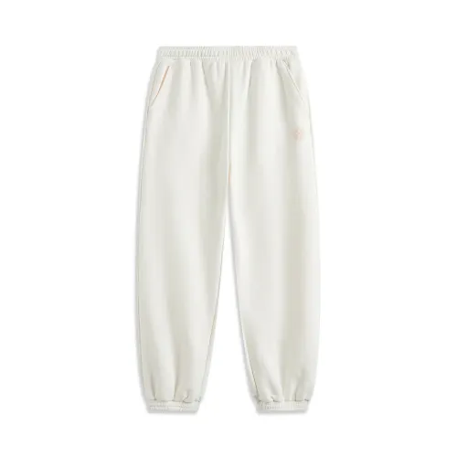 Li Ning Sports Life Collection Knitted Sweatpants Women's Champagne White
