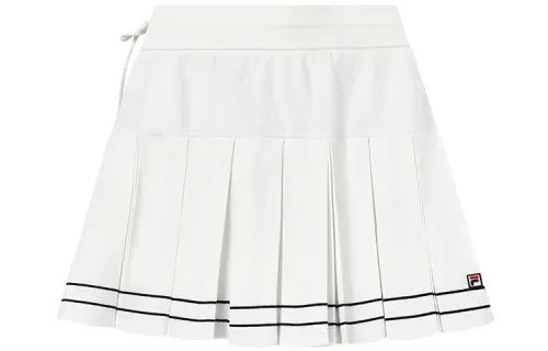 FILA Fila Athletics Sports Lifestyle Solid Color Logo Fashion Braided Comfortable Pleated Casual Skirt Women's Jade White