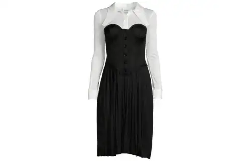 Burberry Long Sleeved Dresses Women's Black Lapel Moderate Mid Length