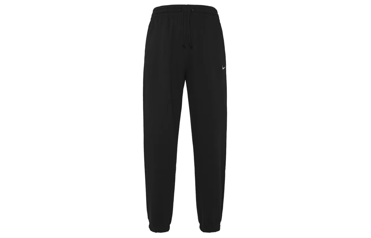 Nike Sportswear Phoenix Fleece High Rise Solid Color Fleece Lined Fashion Lace Up Knitted Sweatpants Women's Black