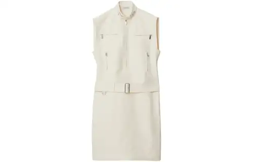 Burberry Sleeveless Dress Women's Pearl White