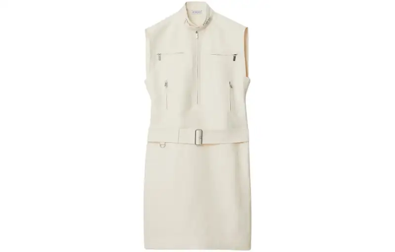 Burberry Sleeveless Dress Women's Pearl White