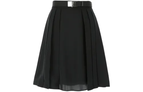 PRADA Casual Short Skirts Women's Black Moderate Short Pleated Skirt