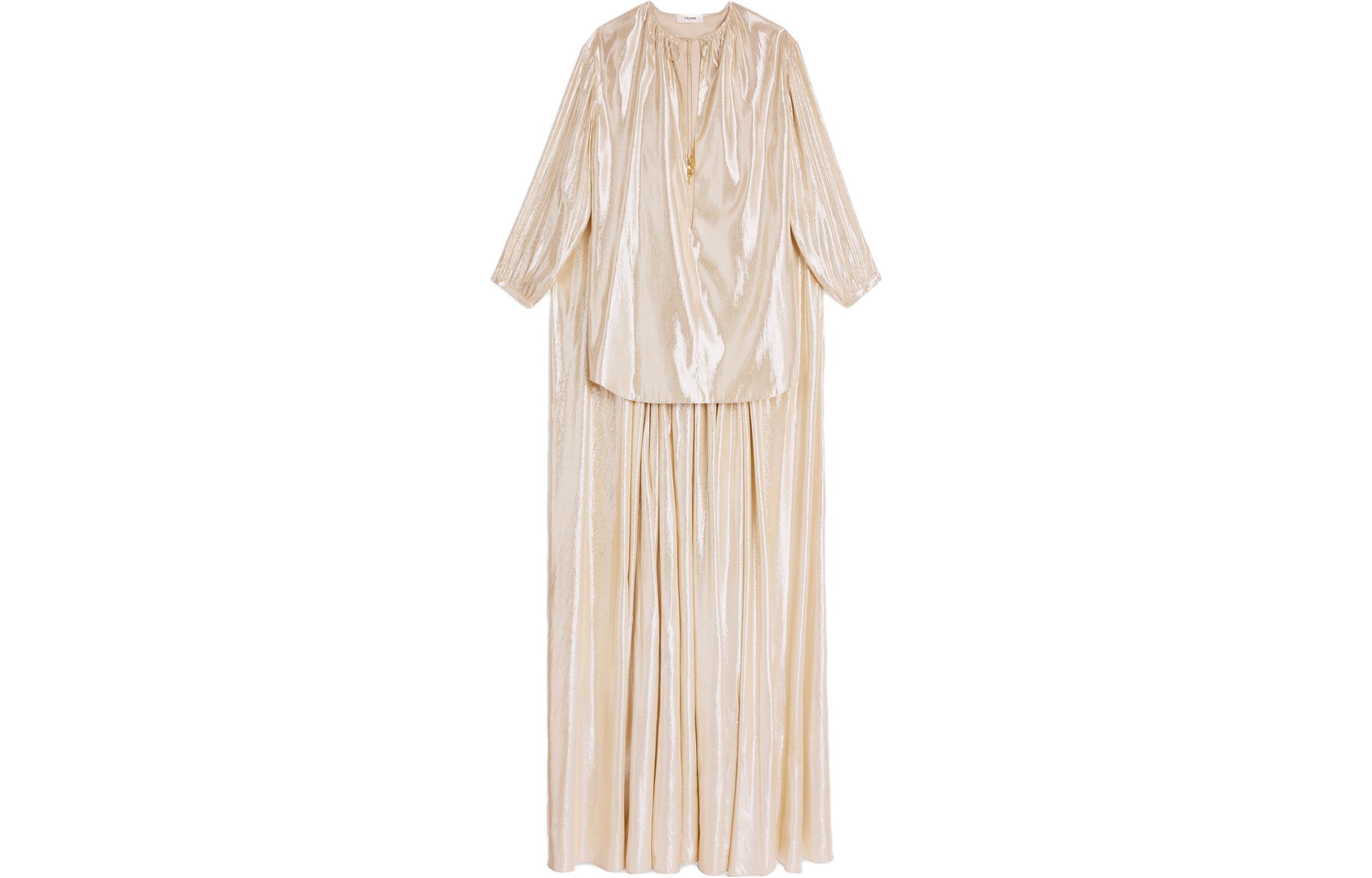 CELINE SS23 Long Sleeved Dress Women's Gold