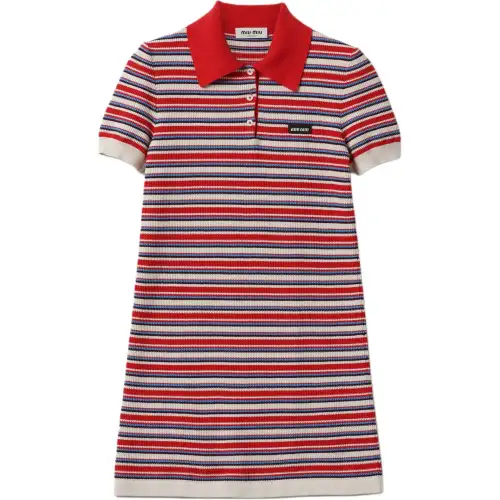 MIU MIU Short Sleeved Dress Women's Multicolor