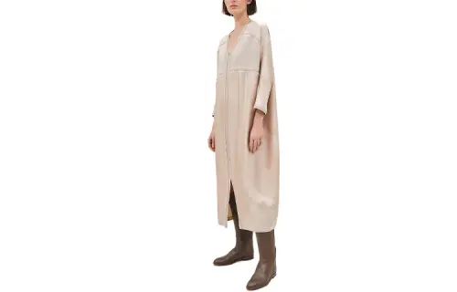 HERMES Long Sleeved Dresses Women's Ecru V Neck Moderate Long