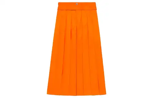 GUCCI X THE NORTH FACE Casual Long Skirts Women's Orange Moderate Long Pleated Skirt