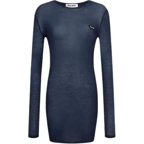 MIU MIU FW24 Long Sleeved Dress Women's Blue