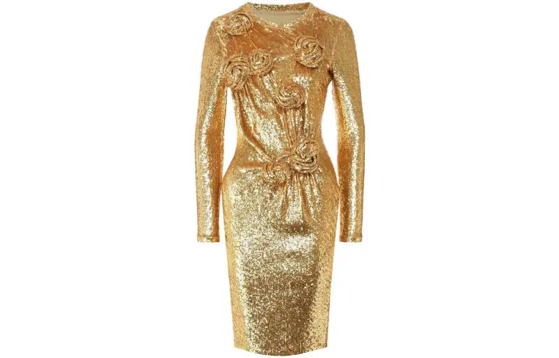 Burberry Hand-Gathered Detail Sequinned Crewneck Dress