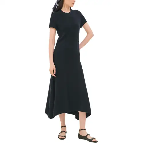 HERMES Short Sleeved Dress Women's Blue Black
