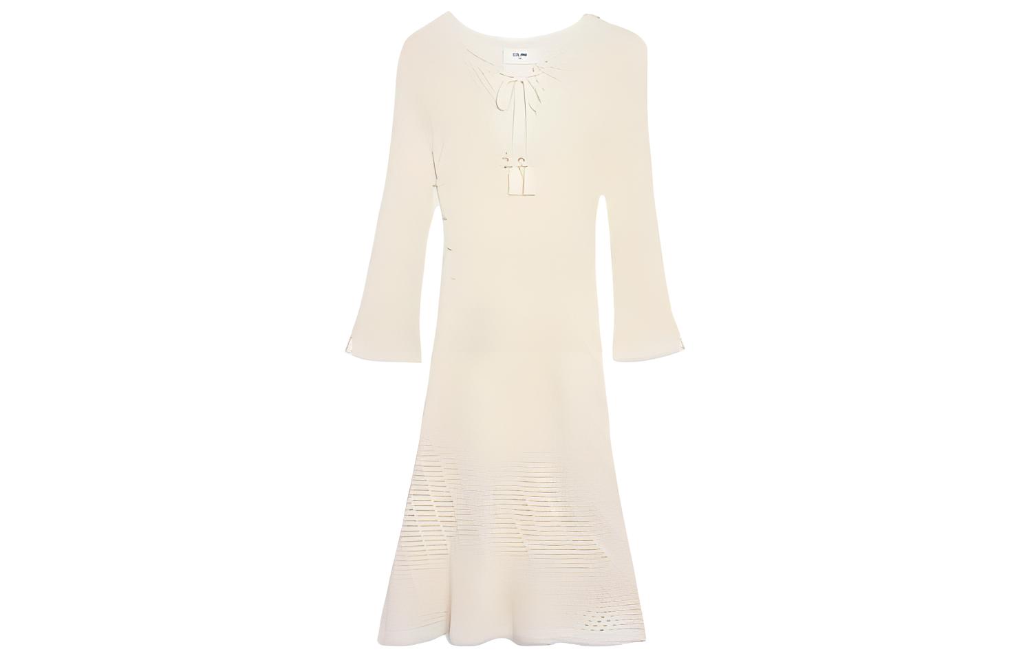 CELINE FW22 Long Sleeved Dress Women's Beige Yellow