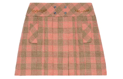 GUCCI Casual Short Skirts Women's Pink Moderate Short Pleated Skirt