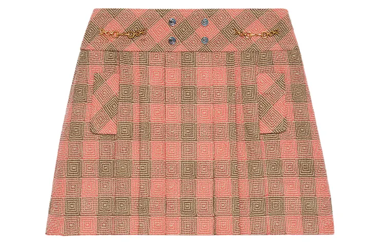 GUCCI Casual Short Skirts Women's Pink Moderate Short Pleated Skirt