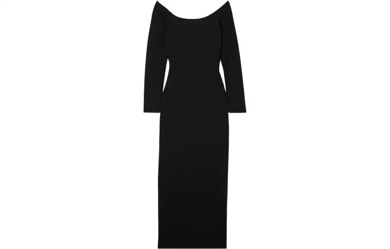 THE ROW Long Sleeved Dresses Women's Black Boat Neck Moderate Long