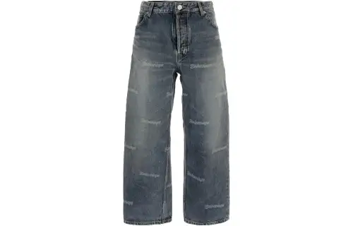 Balenciaga Logo Printed Low Rise Denim Jeans