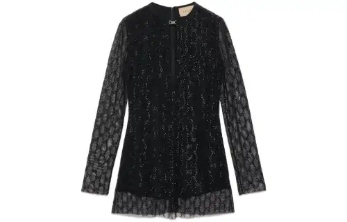 GUCCI Crystal Gg Tulle Minidress