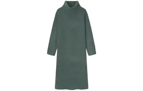 UNIQLO Long Sleeved Dresses Women's Dark Green Long