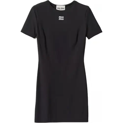 Miu Miu logo-print short-sleeve minidress