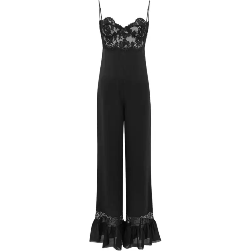 SAINT LAURENT Lace Detailed Sleeveless Jumpsuit