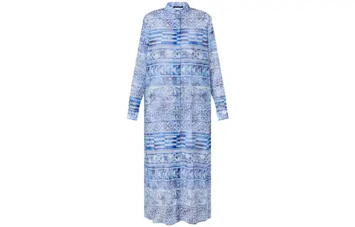 LOUIS VUITTON Long Sleeved Dress Women's Blue