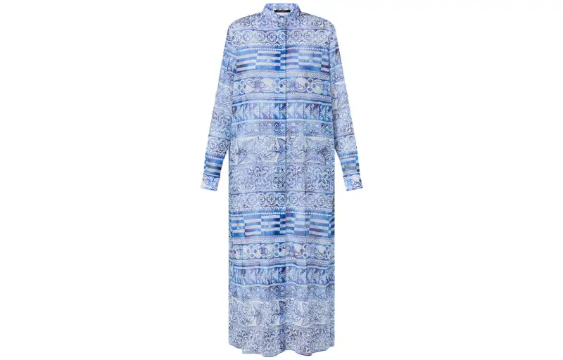 LOUIS VUITTON Long Sleeved Dress Women's Blue