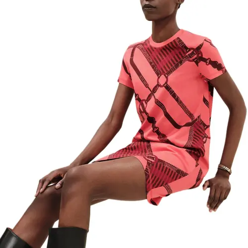 HERMES Short Sleeved Dress Women's Vermilion