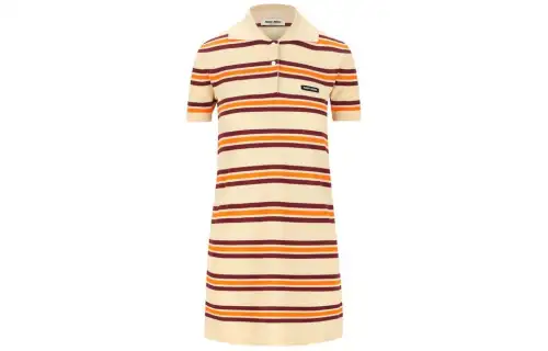 MIU MIU Short Sleeved Dress Women's Light Umber