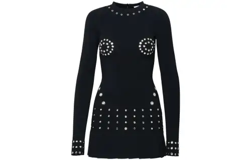 OFF-WHITE eyelet-embellished pleated minidress