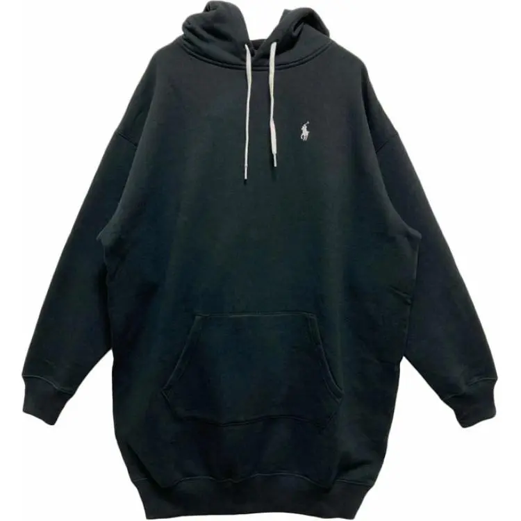 Polo Ralph Lauren FW23 Pony Logo Embroidery Hooded Fleece Lined Long Sleeved Dress Women's Black