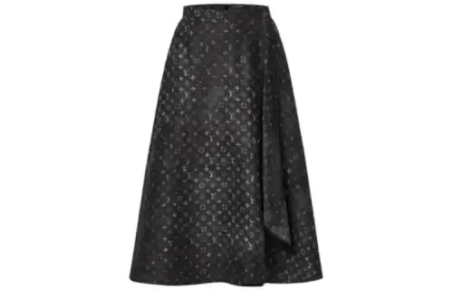 Lv Monogram Cloud Pleat Detail Skirt
