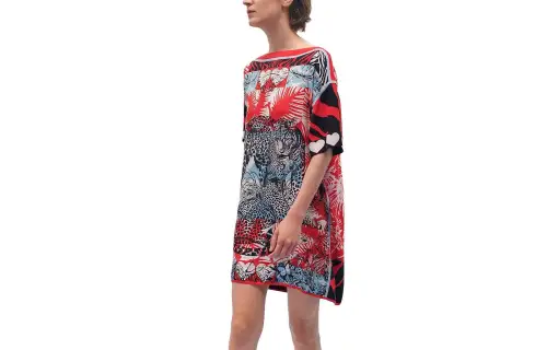 HERMES Short Sleeved Dress Women's Red