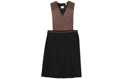 Burberry Long Sleeved Dresses Women's Black V Neck Moderate Mid Length