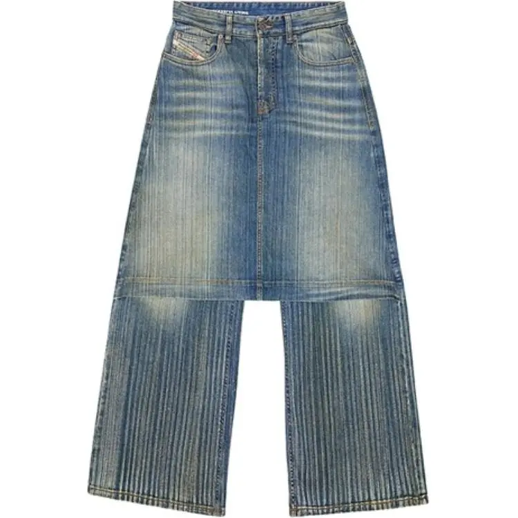 DIESEL FW24 Jeans Women's Blue Moderate Wide Leg Pants