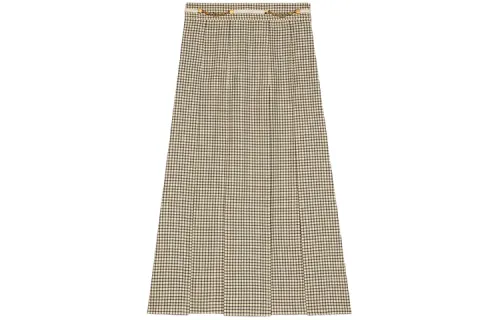 GUCCI Casual Long Skirts Women's Beige Black Long A Line Skirt