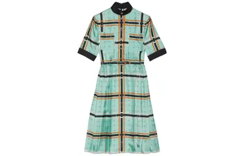 GUCCI Short Sleeved Dresses Women's Emerald Half Turtleneck Moderate Mid Length