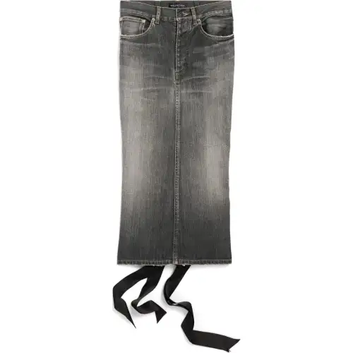 Balenciaga Lace Up Denim Skirt