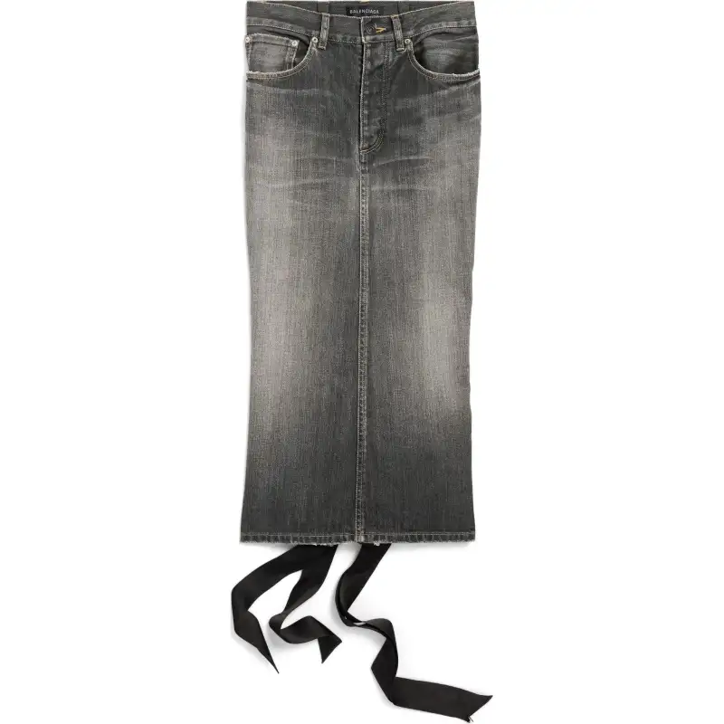 Balenciaga Lace Up Denim Skirt