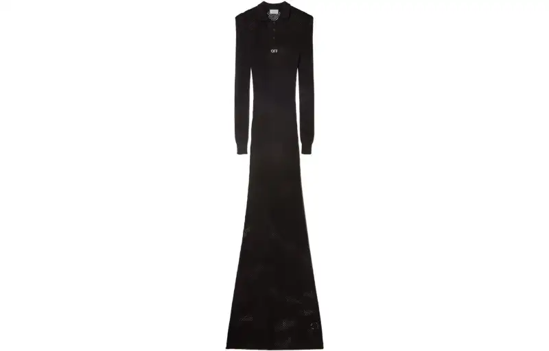 OFF-WHITE Netted maxi polo dress