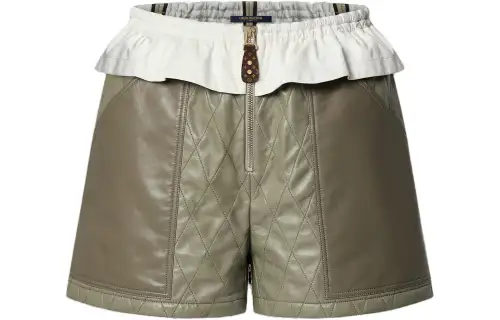 LOUIS VUITTON Color-Blocked Malletage Leather Mini Shorts